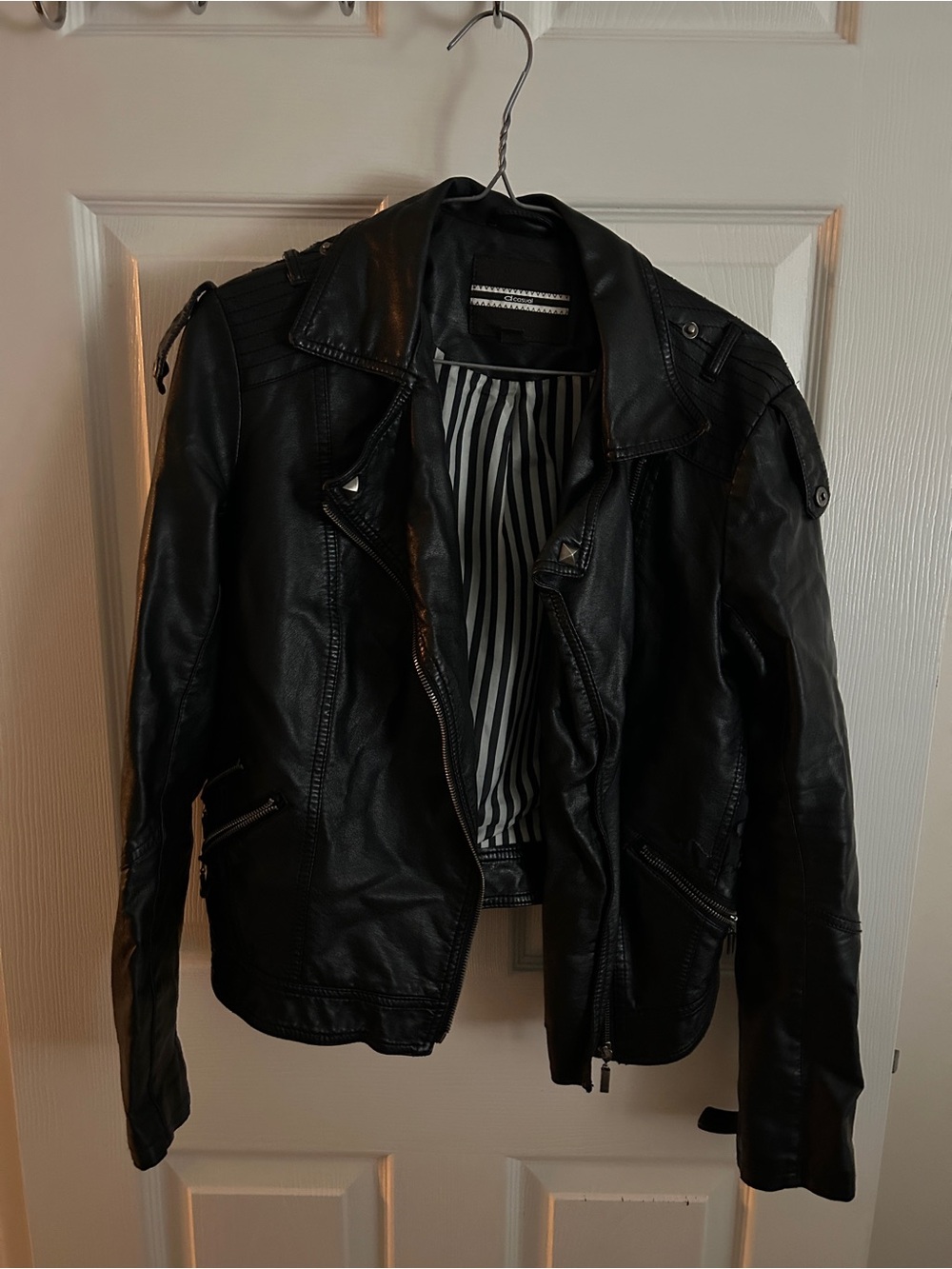 Women's Black Faux Leather Moto Jacket - Classic Biker Style
